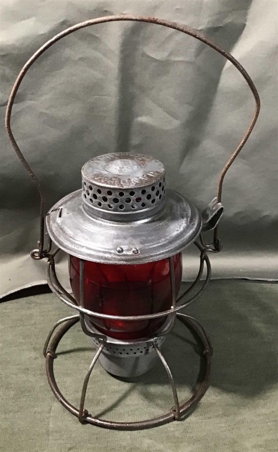 Lot 204: Pennsylvania Railroad Lantern / signed red lens .