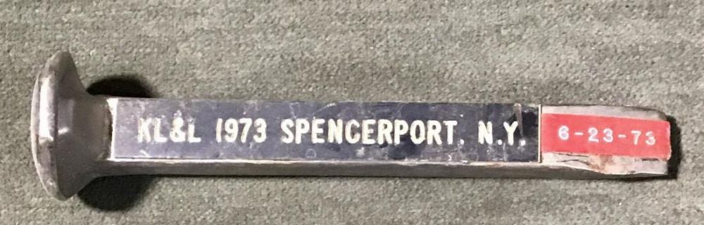 Lot 219: Collectible KL & L Railroad Spike 1973 Spencerport New York