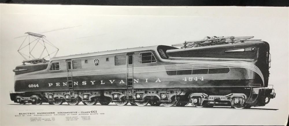 Lot 227: 1935 #  4844 Pennsylvania Railroad Electric passenger locomotive  poster measures 36 inches in