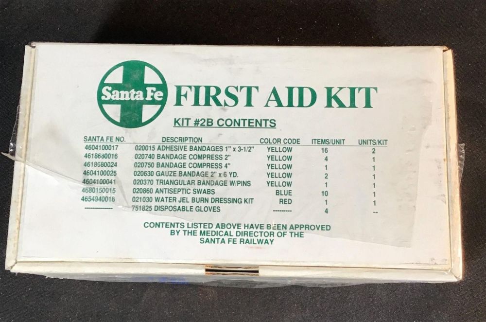 Lot 192: Vintage Santa Fe First Aid Kit .