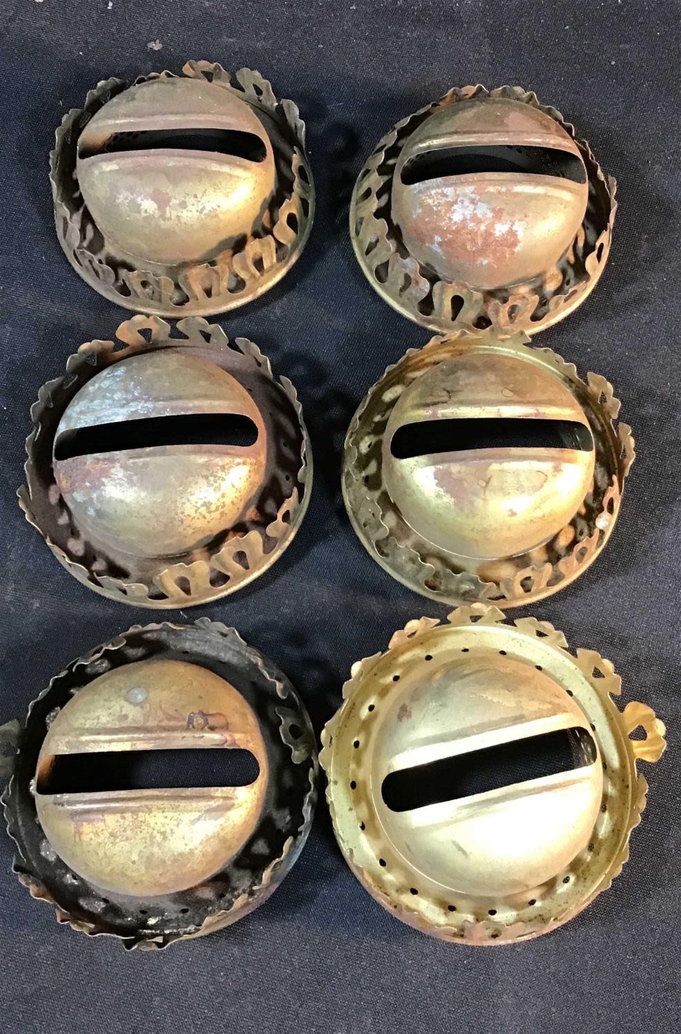 Lot 203: 6  Vintage Railroad Wick Collars .