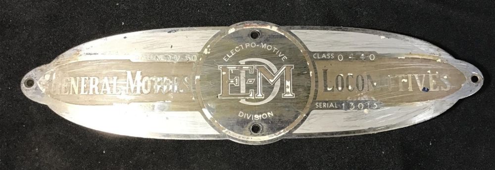 Lot 235: November 1950 General Motors Locomotives EMS sign serial # 13013