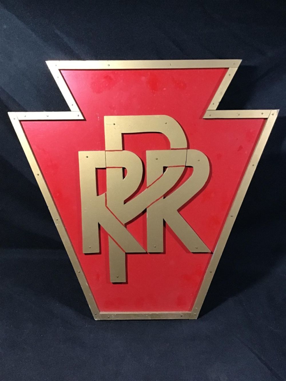 Lot 178: Pennsylvania RR Wood Sign Measures 17x17 inches