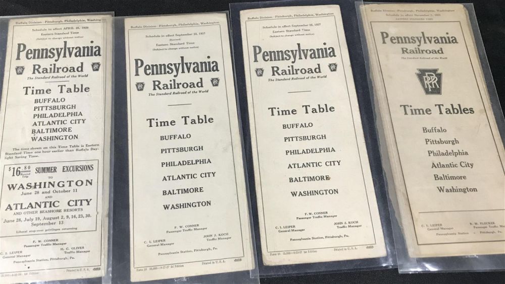 Lot 220: Pennsylvania RR Timetables (4) .