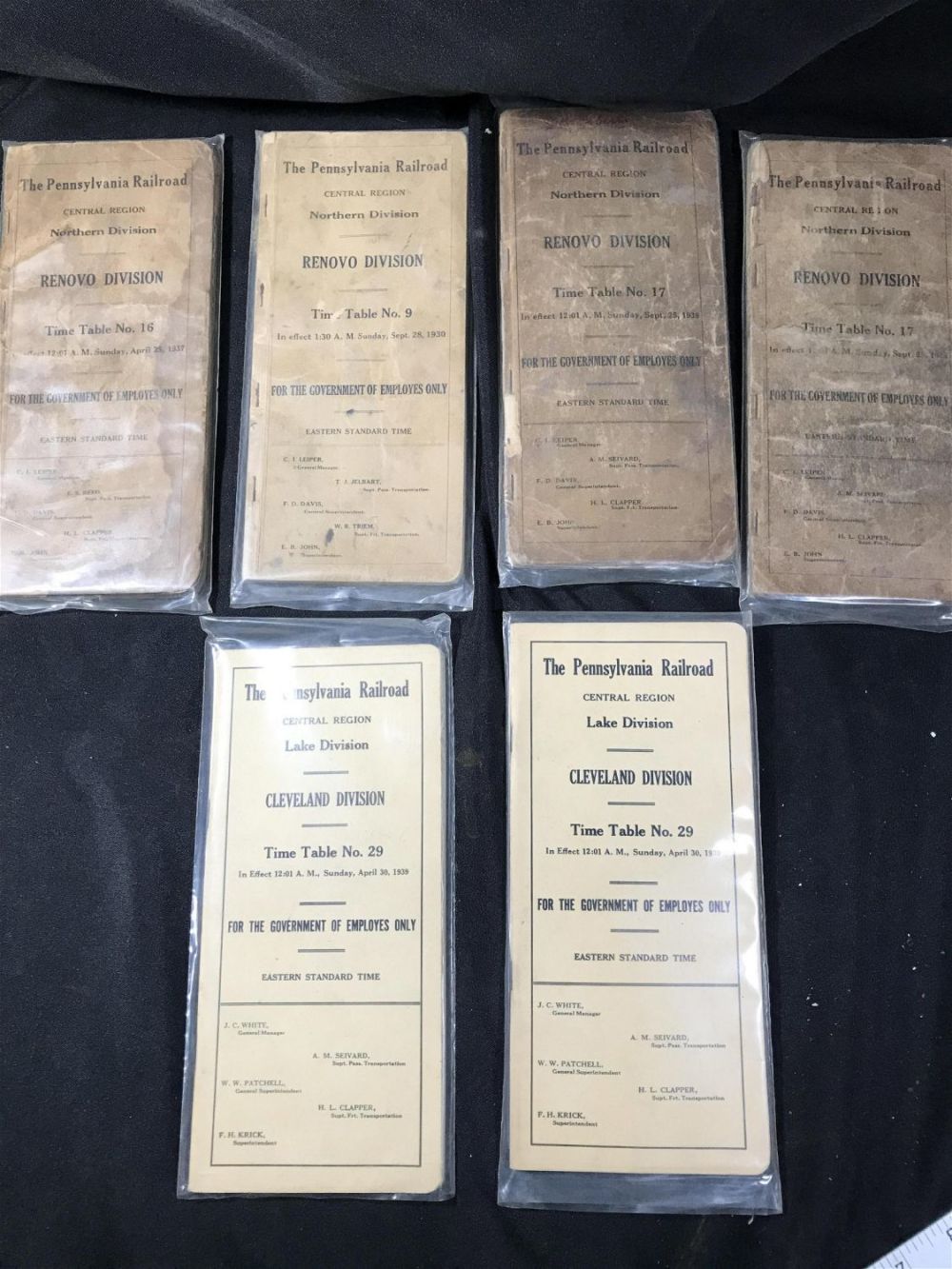 Lot 243: Pennsylvania RR Renovo Division & Cleveland Division Timetables (6)