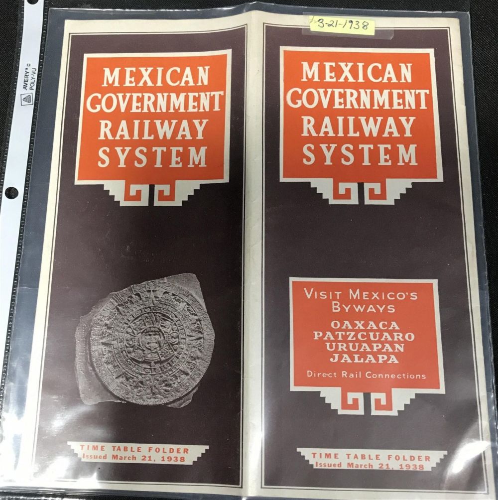 Lot 290: Mexican Government Railway System Timetable .