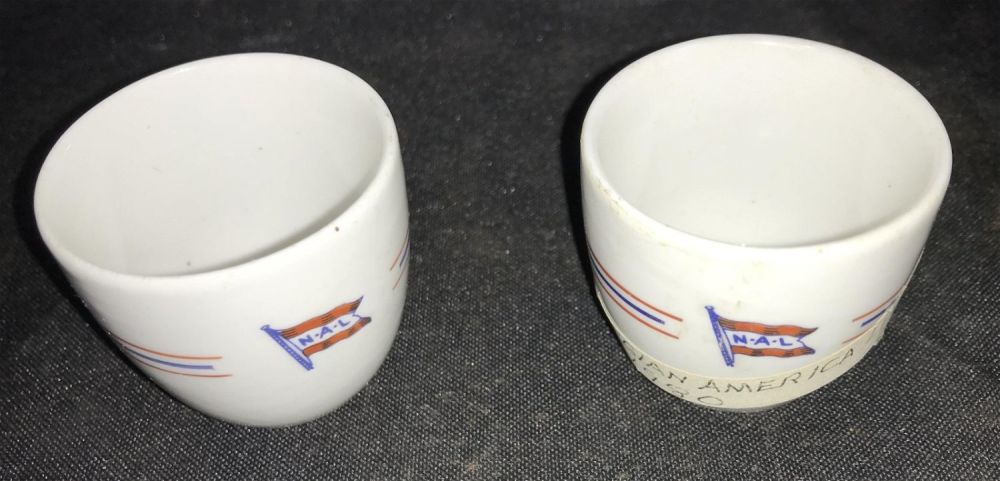 Lot 298: Norwegian American Lines Shot Glasses (2) .