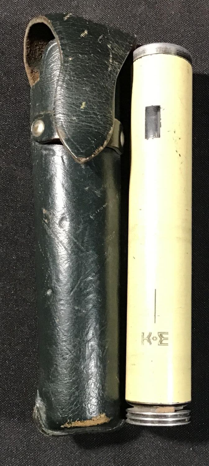 Lot 193: Kate and E vintage surveyors scope with leather
