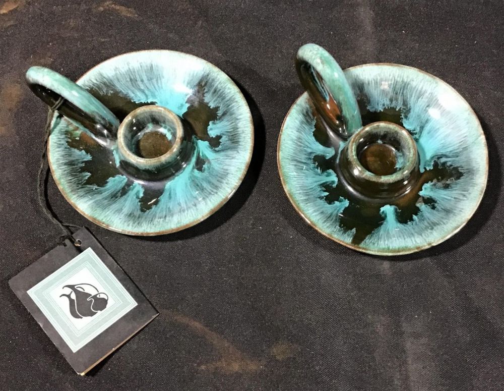 Lot 222: To Canadian stoneware candlestick holders