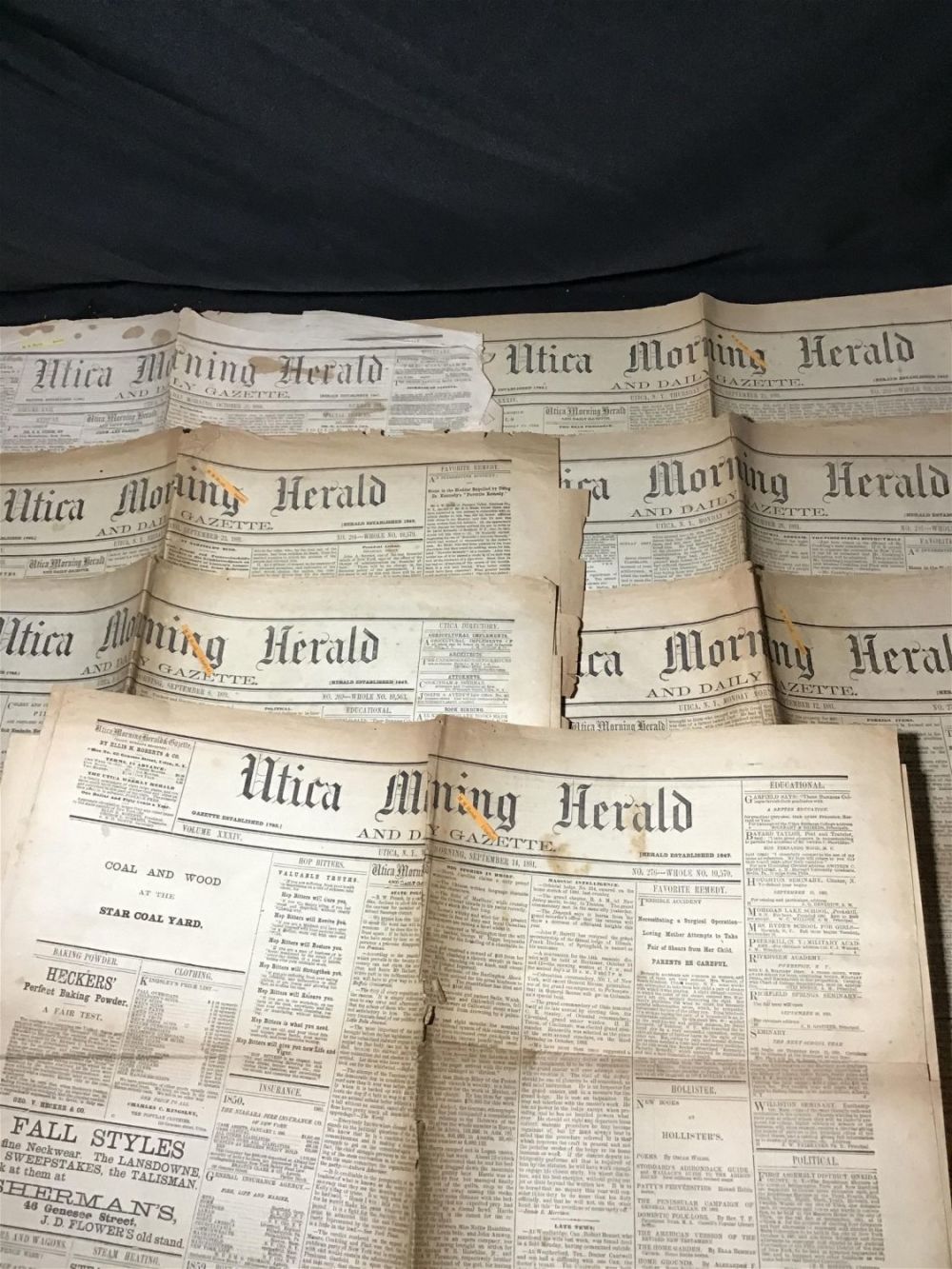 Lot 233: Vintage 1881 and 1864 Utica morning herald
