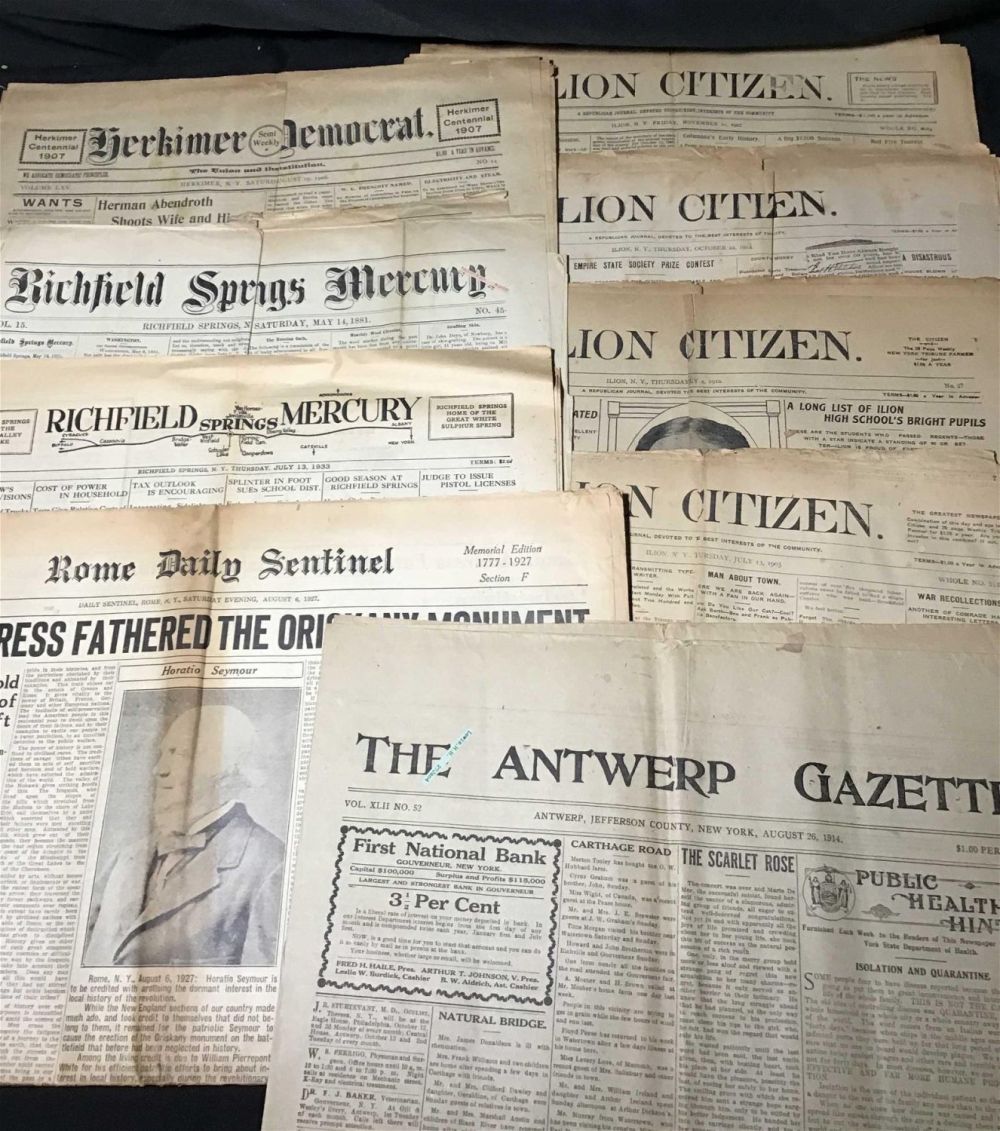Lot 242: Assorted early newspapers from 1881 10, 1933