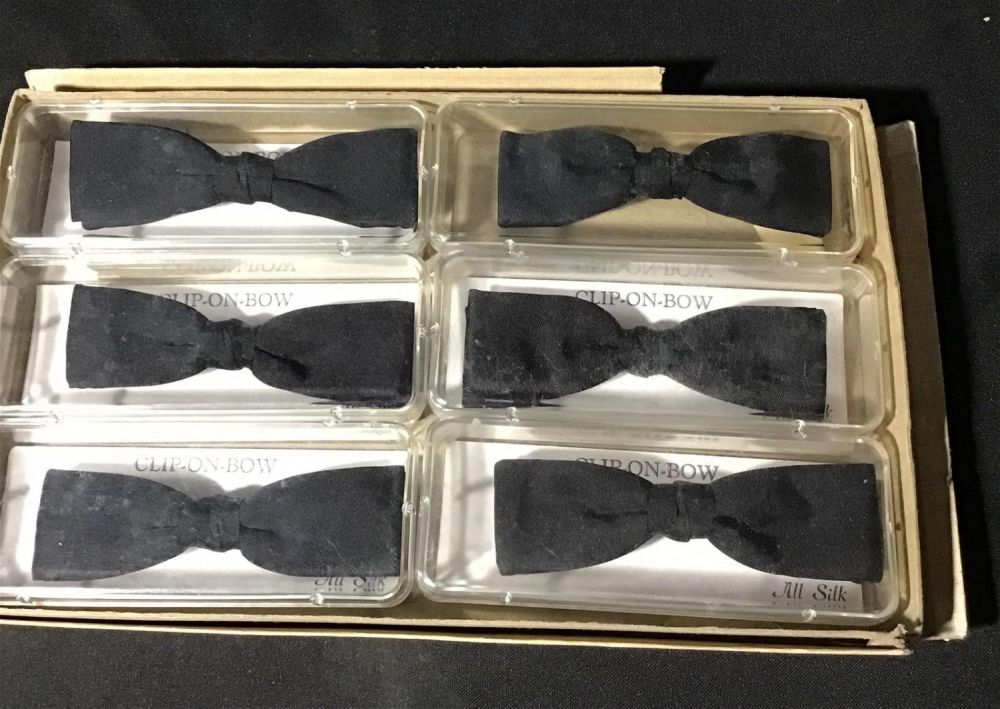 Lot 246: Brand new old stock, bow tie clip Ons