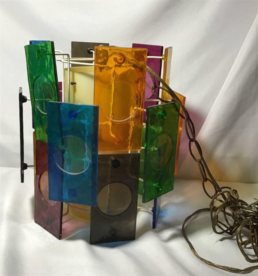 Lot 301: 1970â€™s Hanging MultiColor Panel Lamp