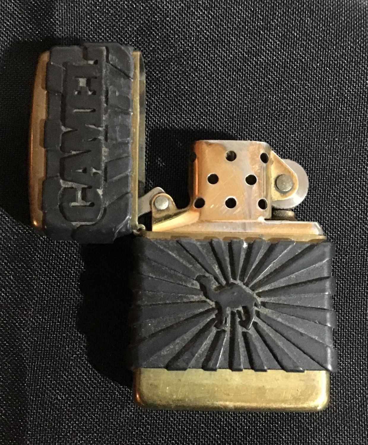Lot 84 Zippo 1996 Camel Raised Rubber on Polish Brass The Lodge