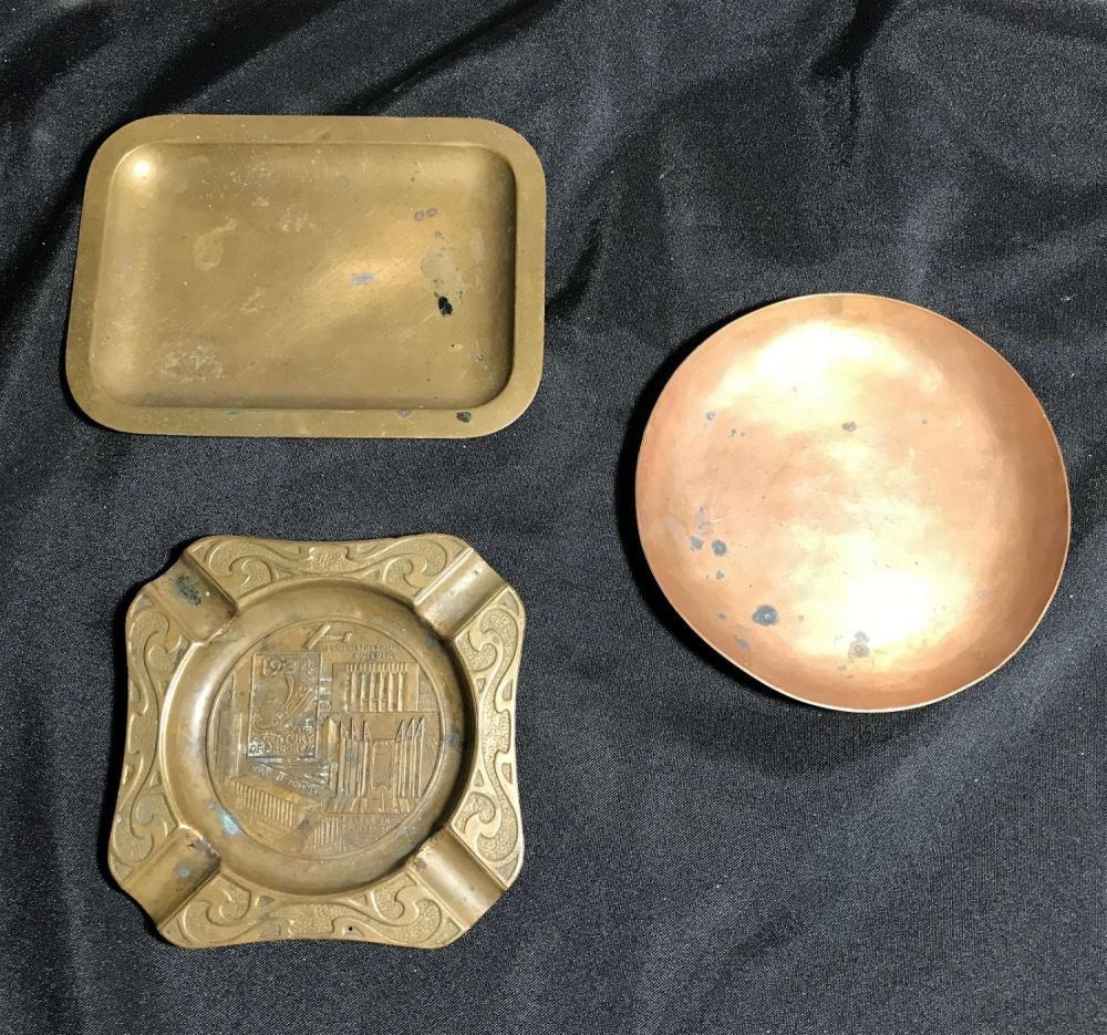 Lot 193: 1934 Chicago World Fair Copper Ashtray & Plates