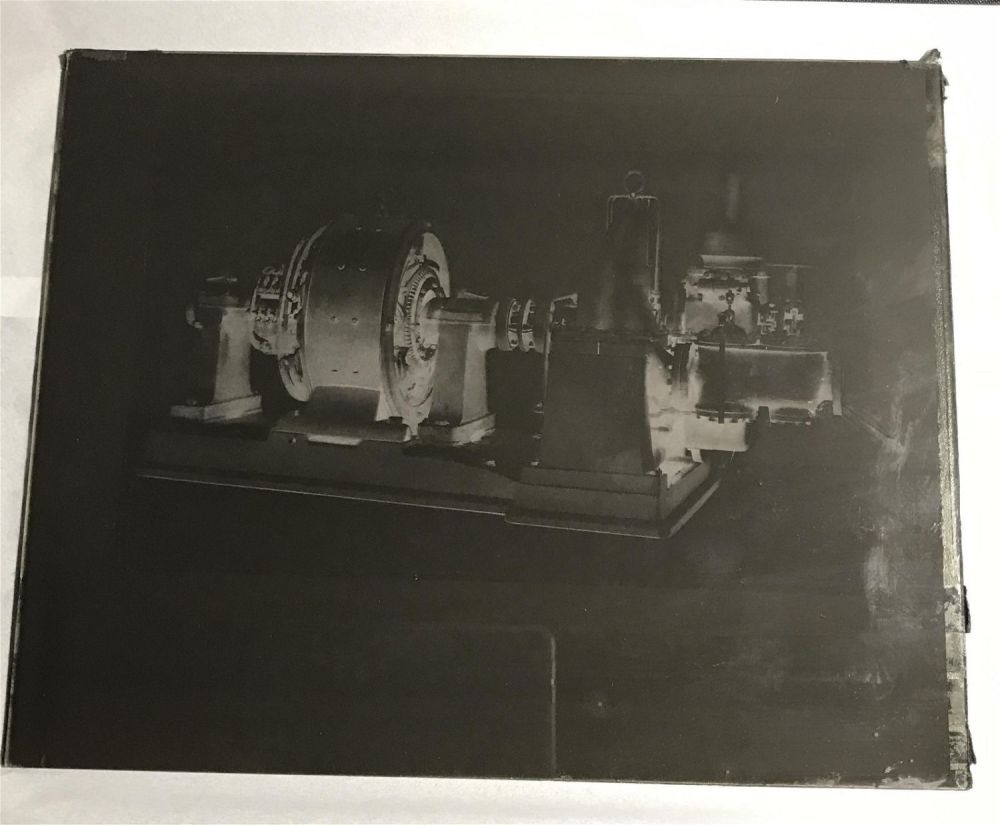 Lot 206: Old Machinery on Black Glass Negative White
