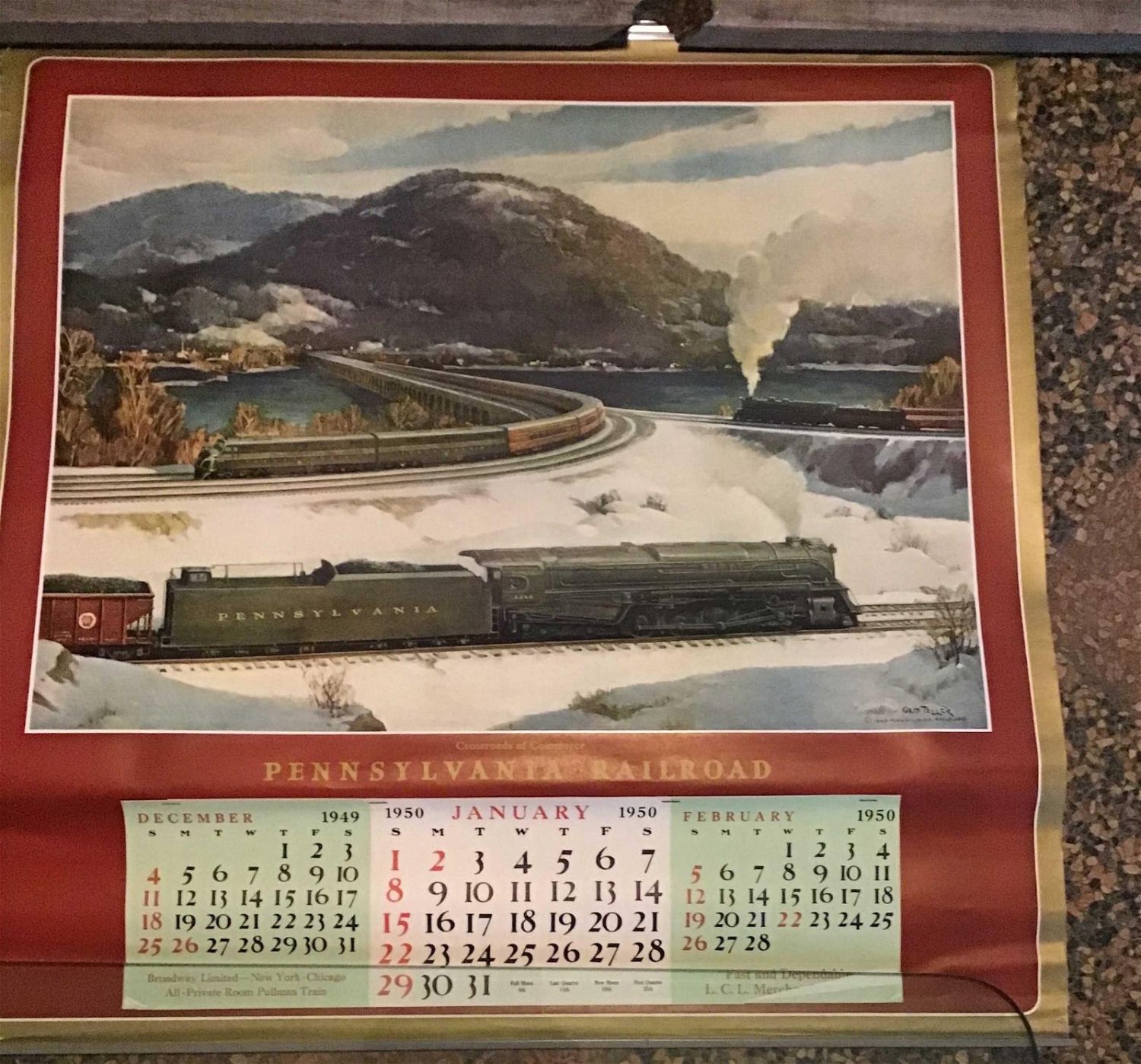 Lot 197 Pennsylvania Railroad calendars 1950 (4) . The Lodge