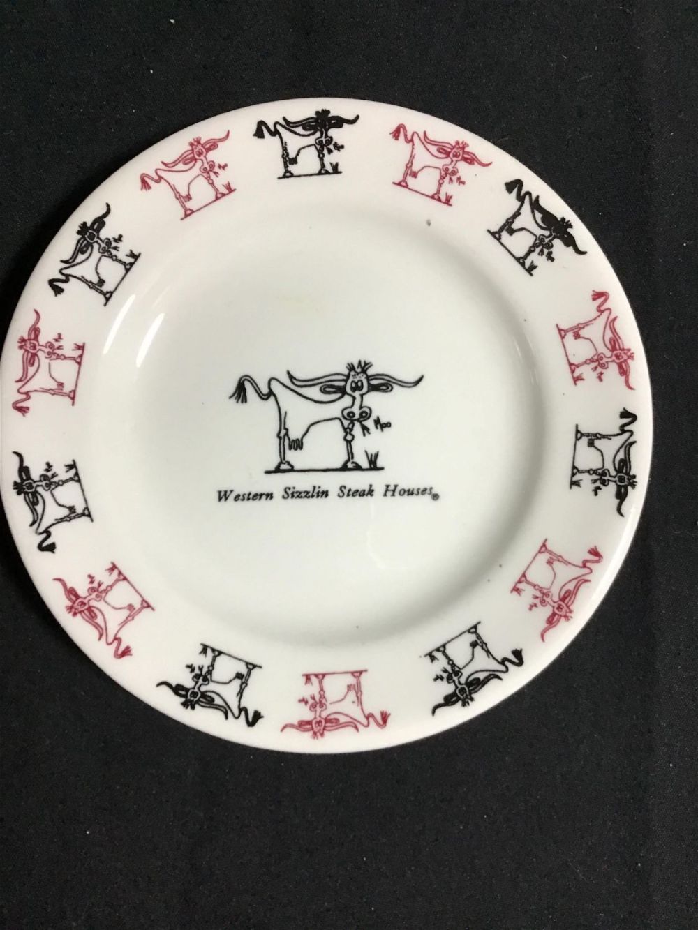 Lot 203: Western Sizzlin Steak Houses Plate measures 6 1/4 inches  china