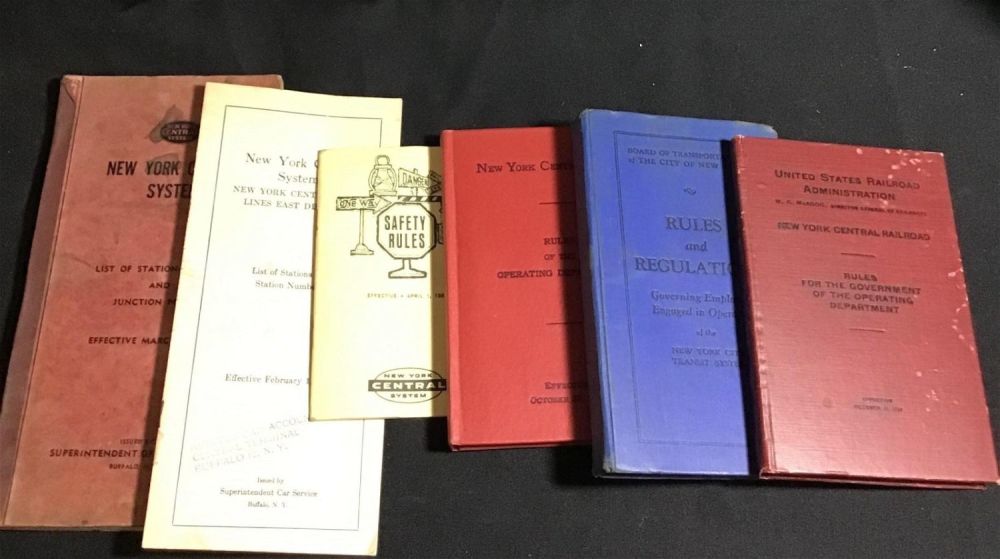 Lot 209: New York Central Memorabilia Including station numbers in Junction points, safety rules, rules and