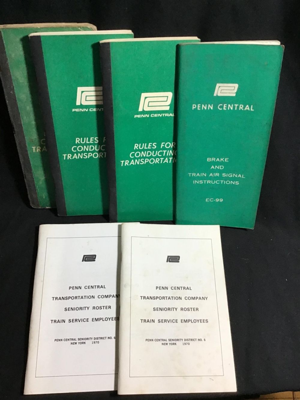Lot 227: Penn Central Booklets (6) three are rules for conducting transportation. Also break and train air,