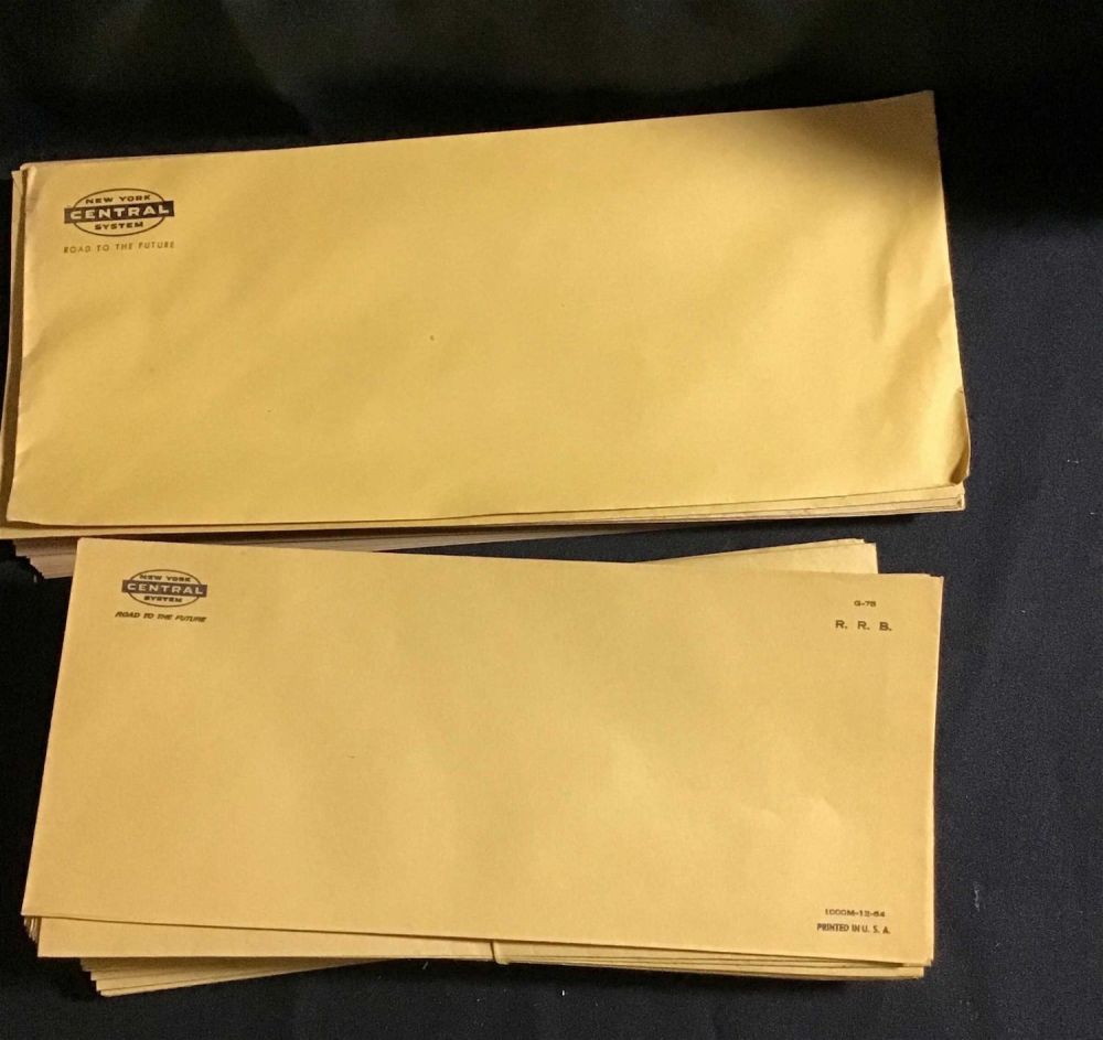Lot 236: New York Central System Business Envelopes Approx. 100 envelopes, two different sizes 11 x 5 and 4 x
