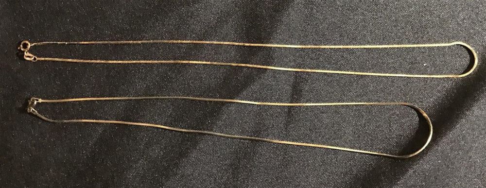Lot 216: Two Danecraft Sterling Necklaces with Gold Wash one is 17 inches one is 19 inches