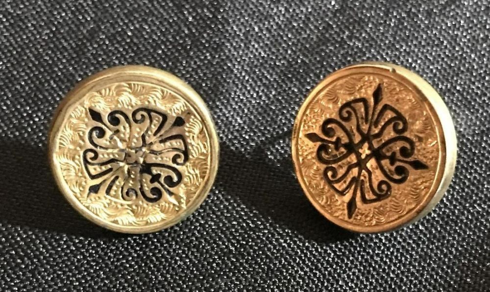 Lot 229: Gold filled Earrings with Enamel Overlay Vintage .