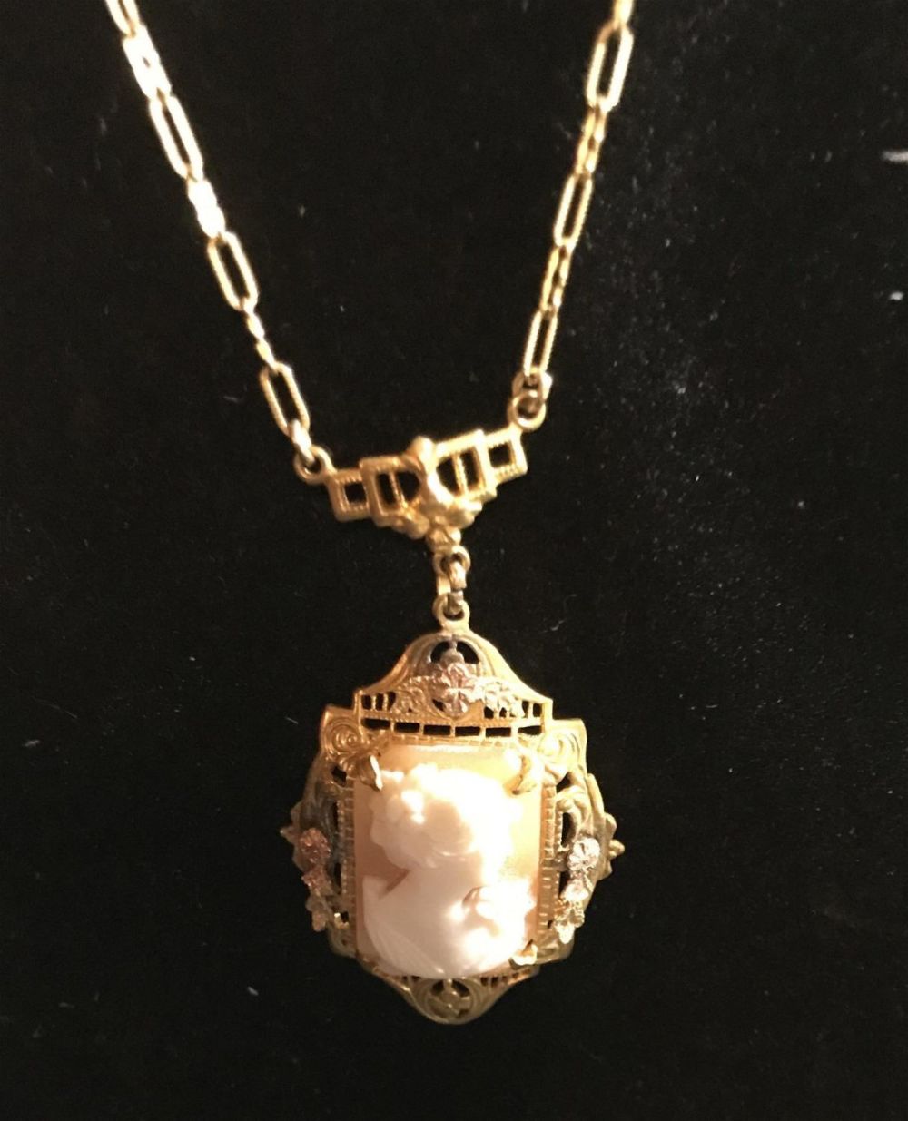 Lot 254: 18 inch Vintage Cameo with Necklace .