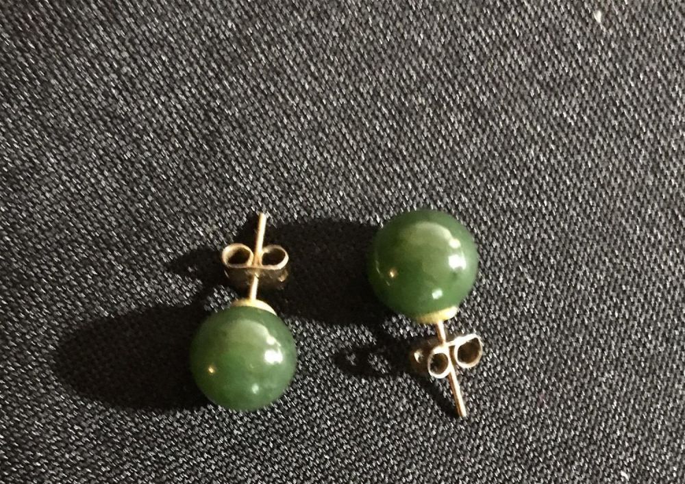 Lot 260: Vintage Jade Earrings .