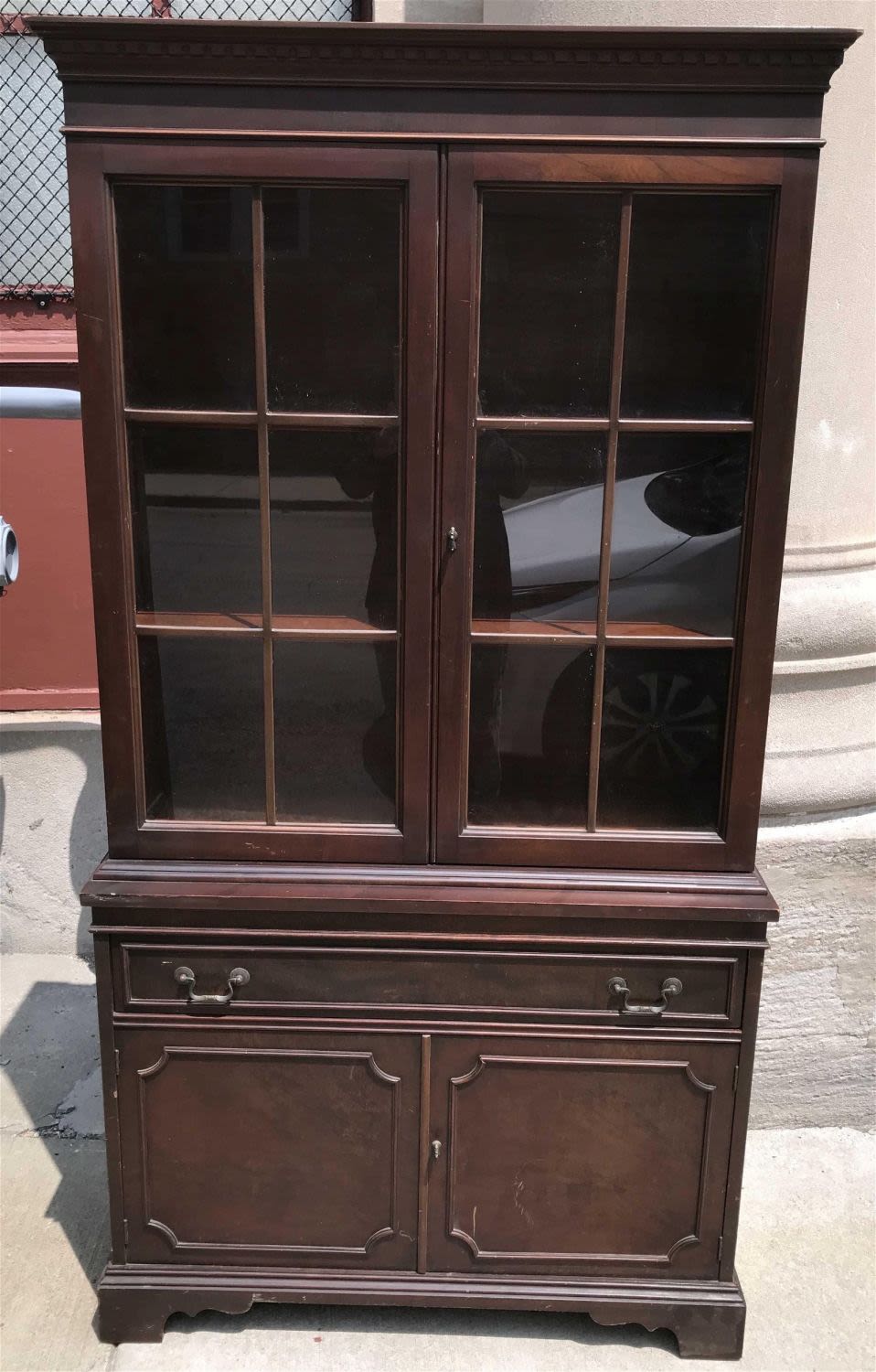 Lot 266: Vintage Display Cabinet Measures 72 inches tall by 37.5 inches wide by 15.5 inches depth