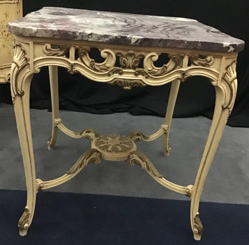 Lot 180: Italian Marble Top Table w/ Detailed Legs