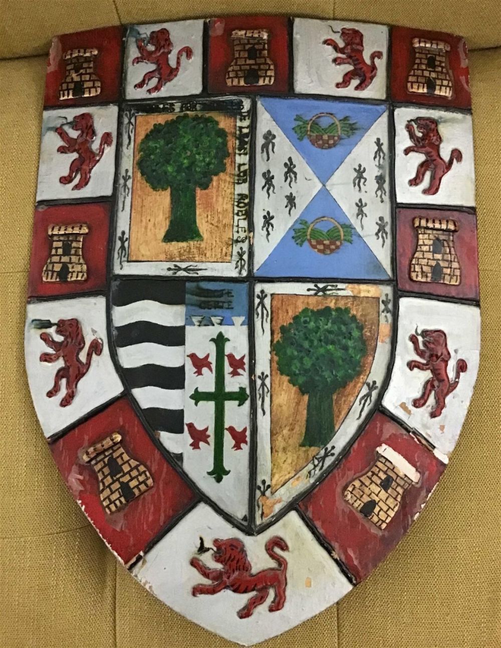 Lot 193: Folk Art Wooden Shield De Leon Los Robles