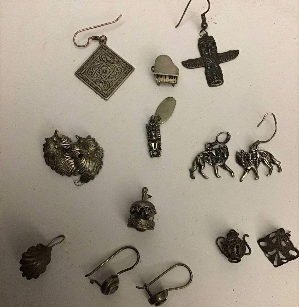 Lot 308: Vintage Sterling Earring Sets, Charms plus extras