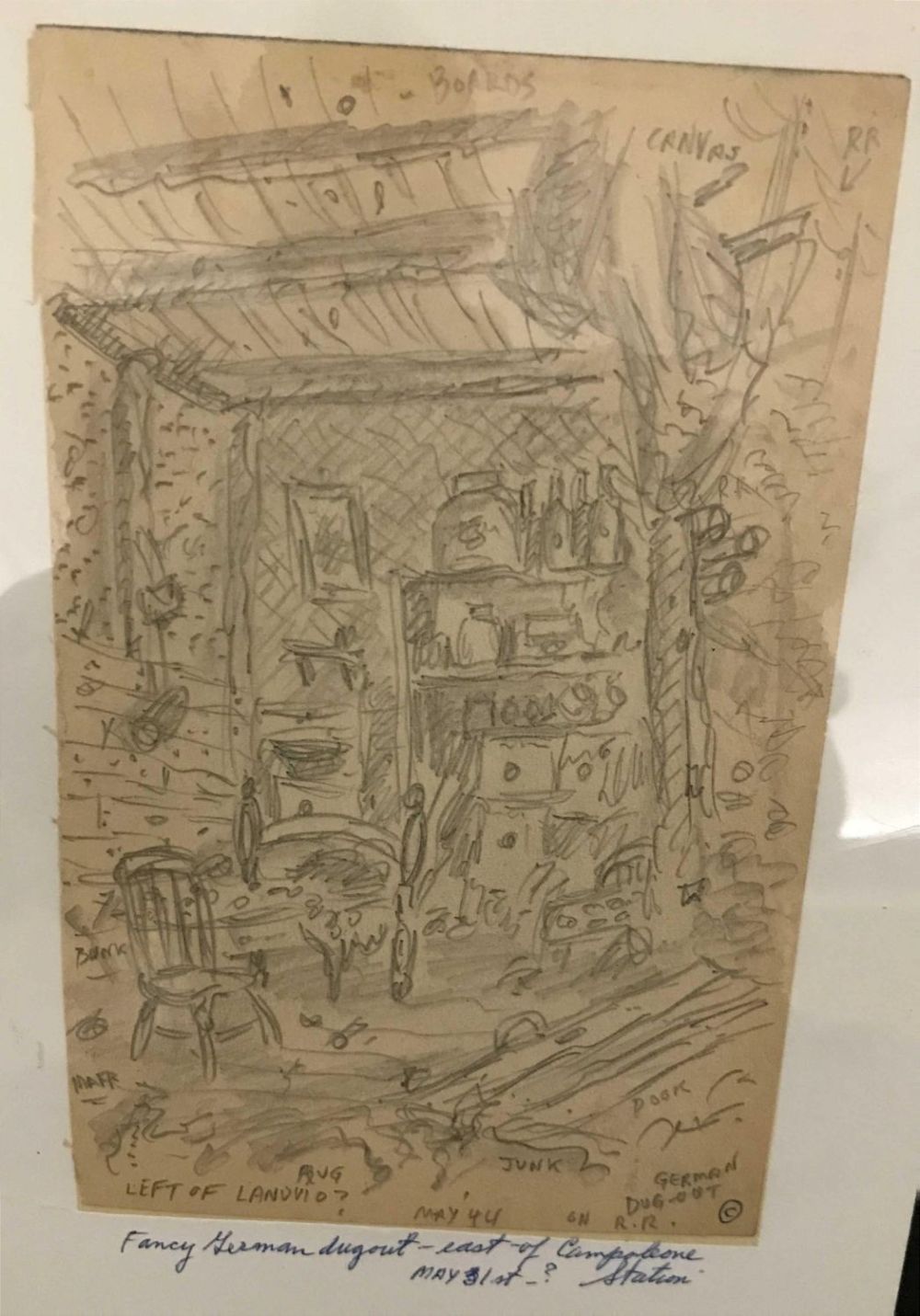 Lot 153: MAFFEI Drawing May 31, 1944 Fancy German Dugout
