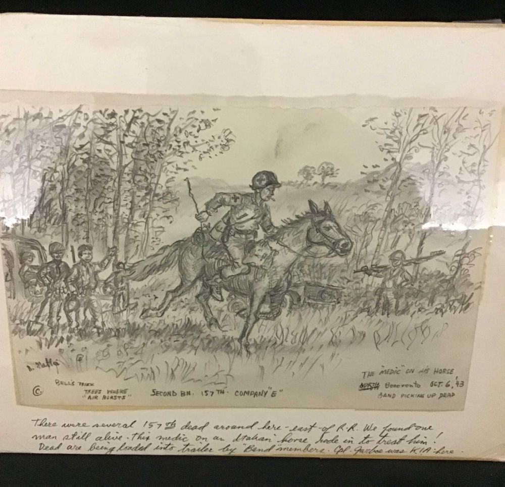 Lot 163: MAFFEI Drawing of Medic on a Horse Riding