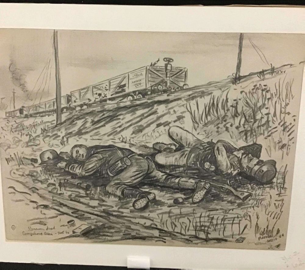 Lot 202: MAFFEI Drawing June 3, 1944 Fallen Germans Near
