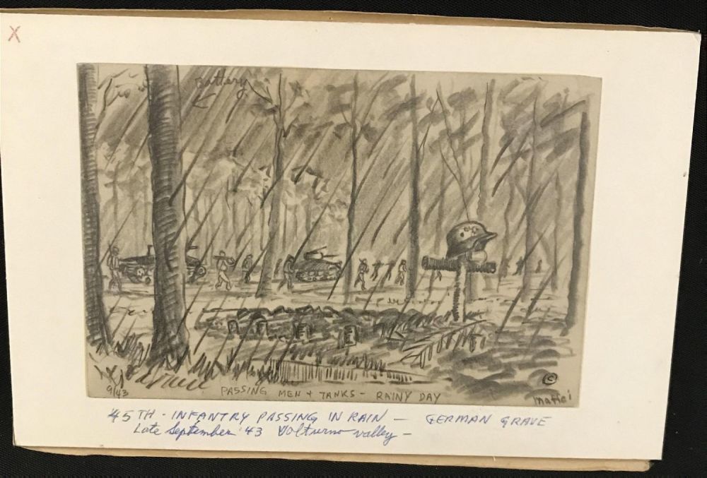 Lot 238: MAFFEI Drawing September 1943 Tanks and Infantry