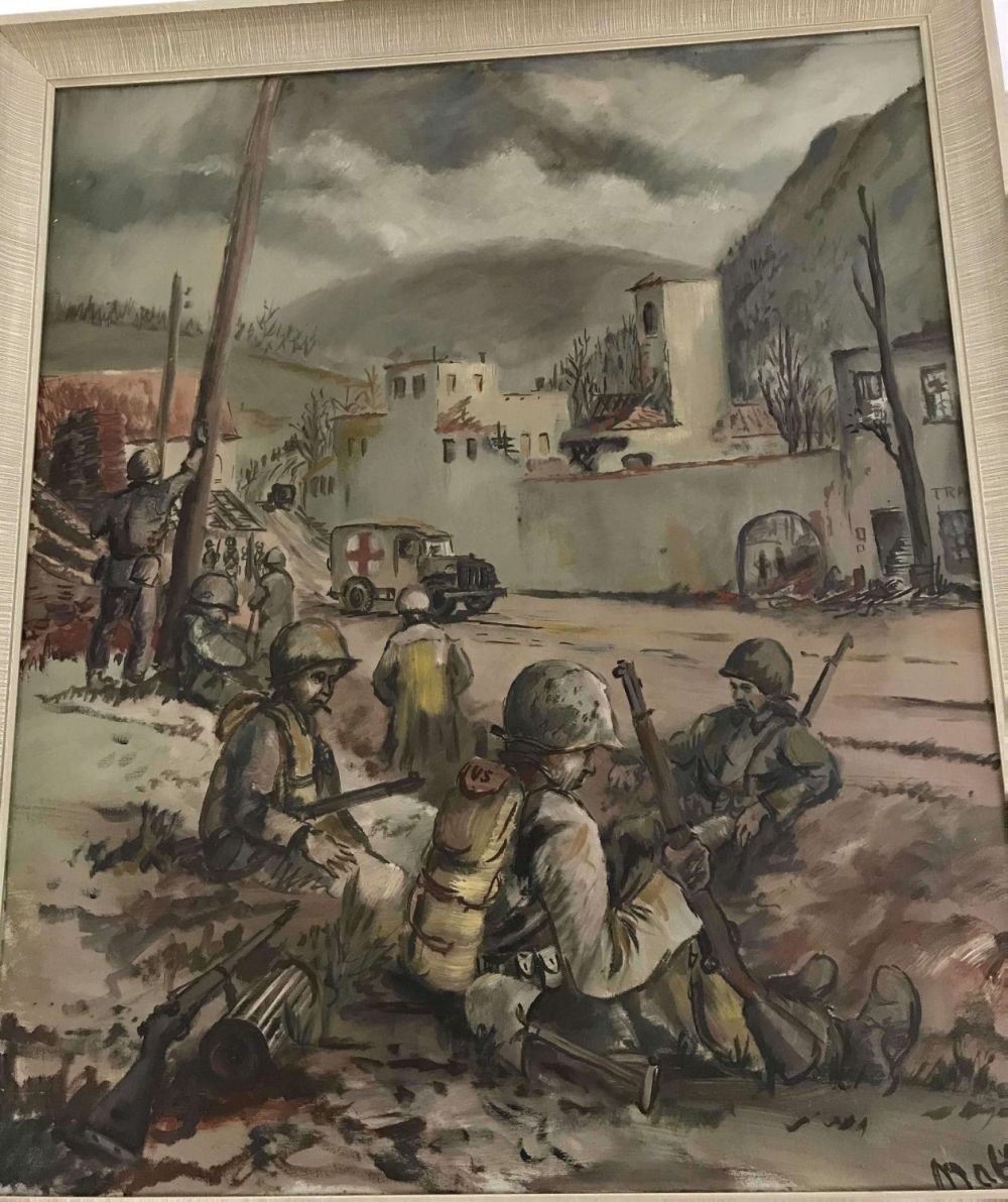 Lot 255: MAFFEI Oil on Canvass Infantry & Med Assistance