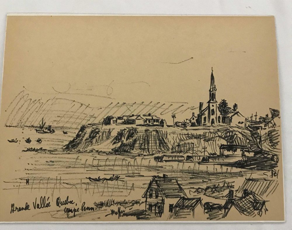 Lot 259: MAFFEI Drawing Coastal Scene with Town High
