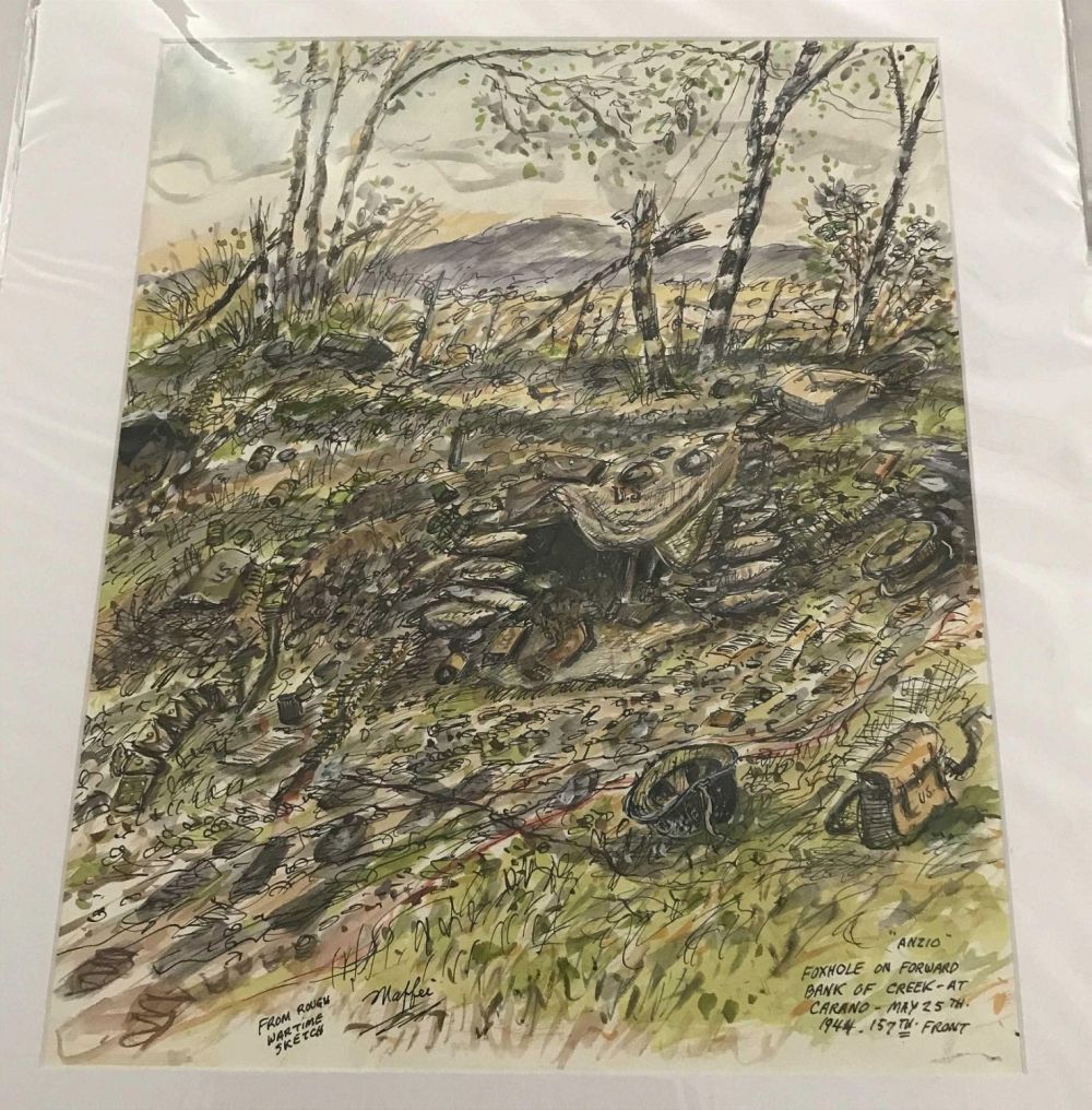 Lot 272: MAFFEI Drawing Shows Foxhole on the Bank of the