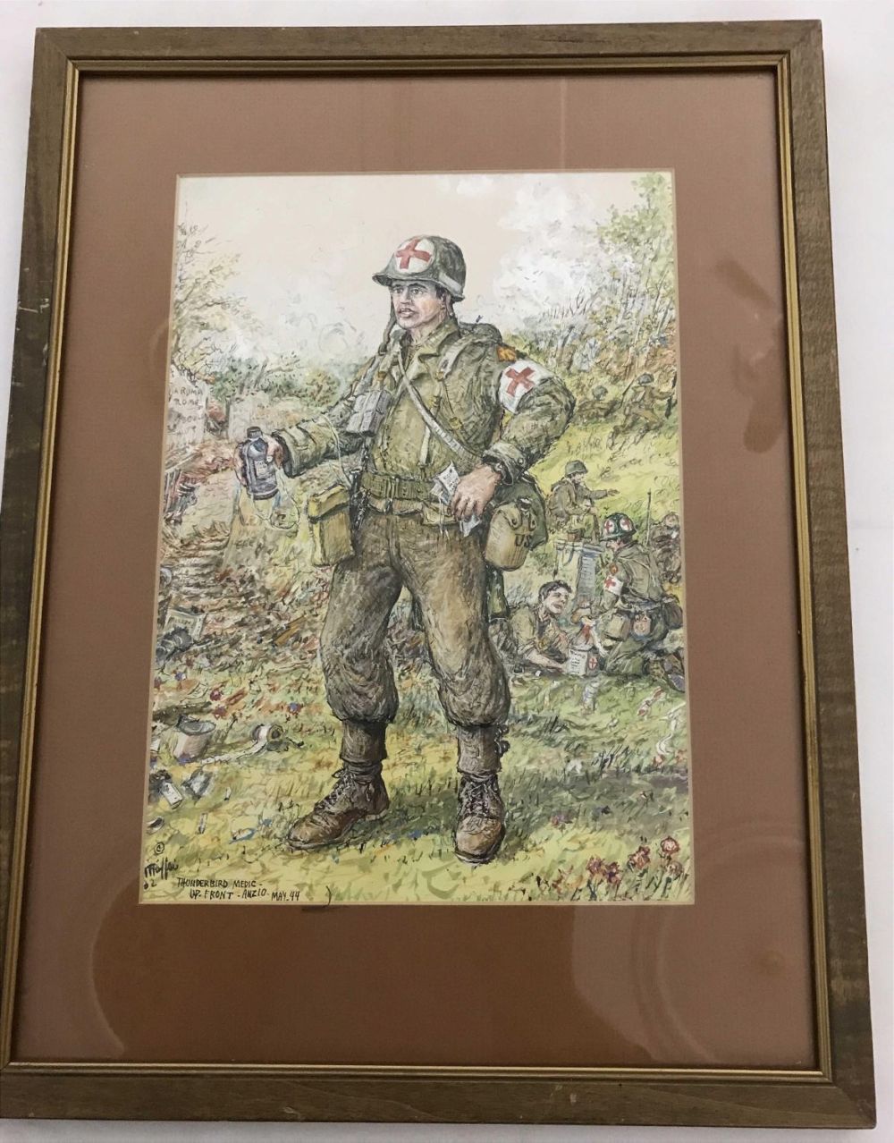 Lot 273: MAFFEI Drawing Watercolor Titled Thunderbird Medic