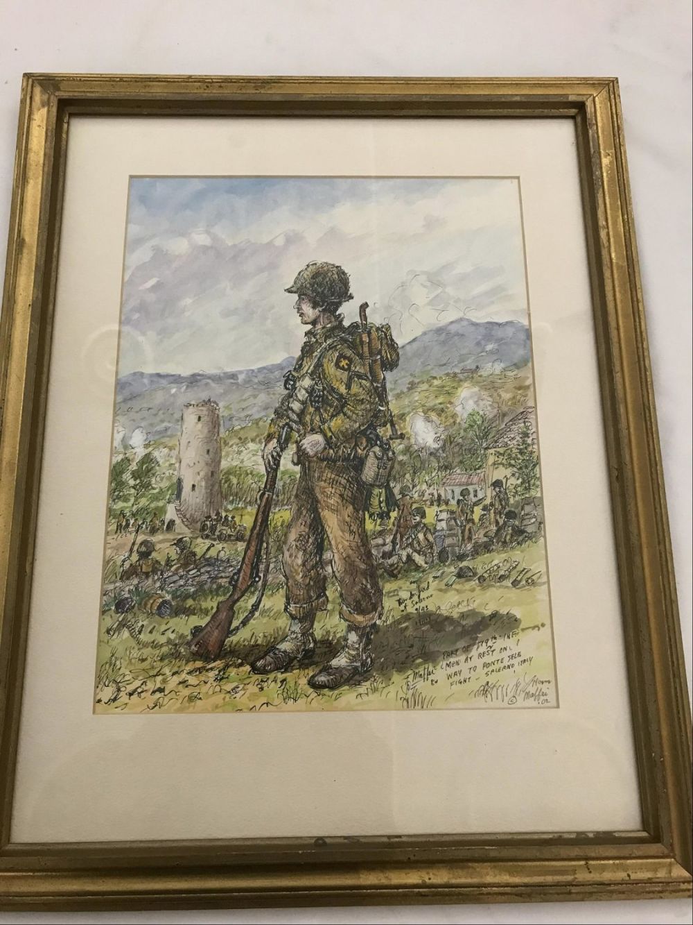 Lot 274: MAFFEI Drawing Depicts Soldiers at rest on the Way