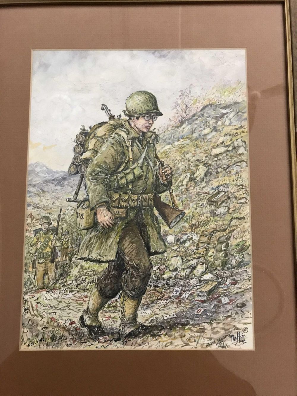 Lot 275: MAFFEI Drawing Infantry Marching Above VENAFRO