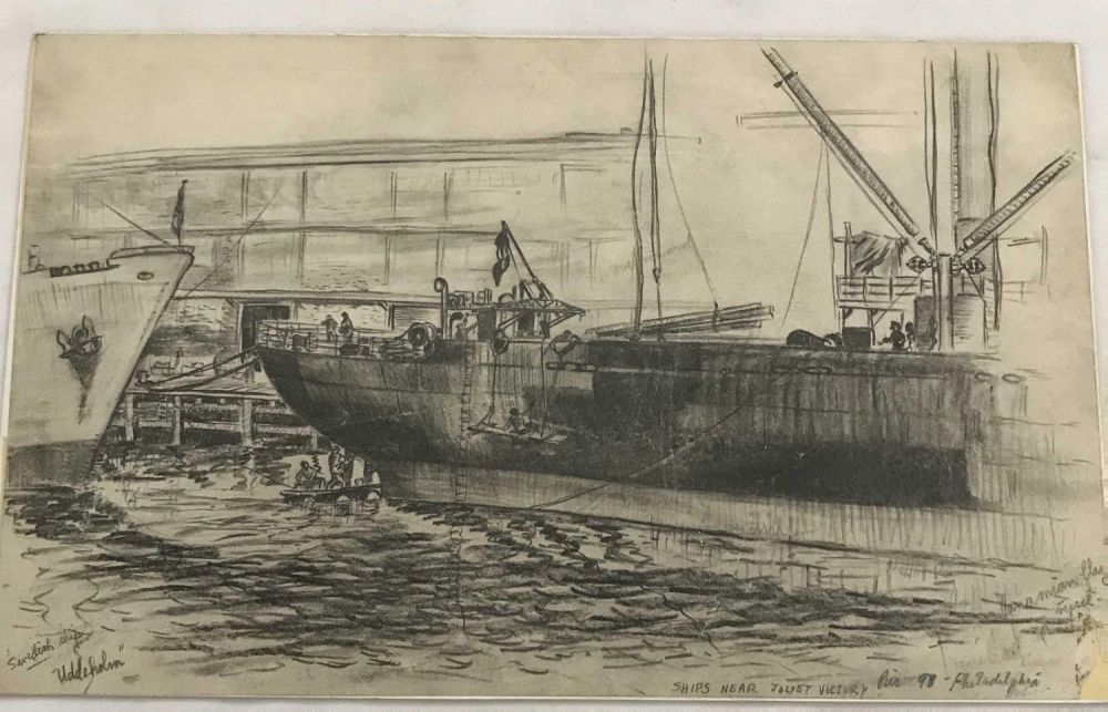Lot 287: MAFFEI Sketch of Swedish Ship Named Uddeholm