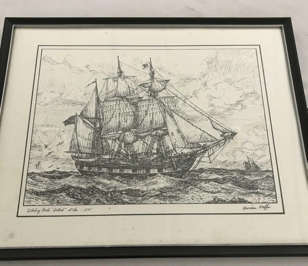 Lot 293: MAFFEI Drawing of Whaling Bark Antioch at Sea 1845