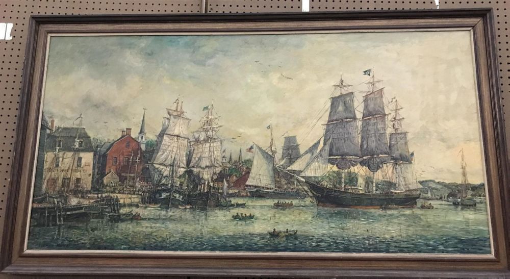 Lot 295: MAFFEI Signed Painting Depicting Many Sail Boats
