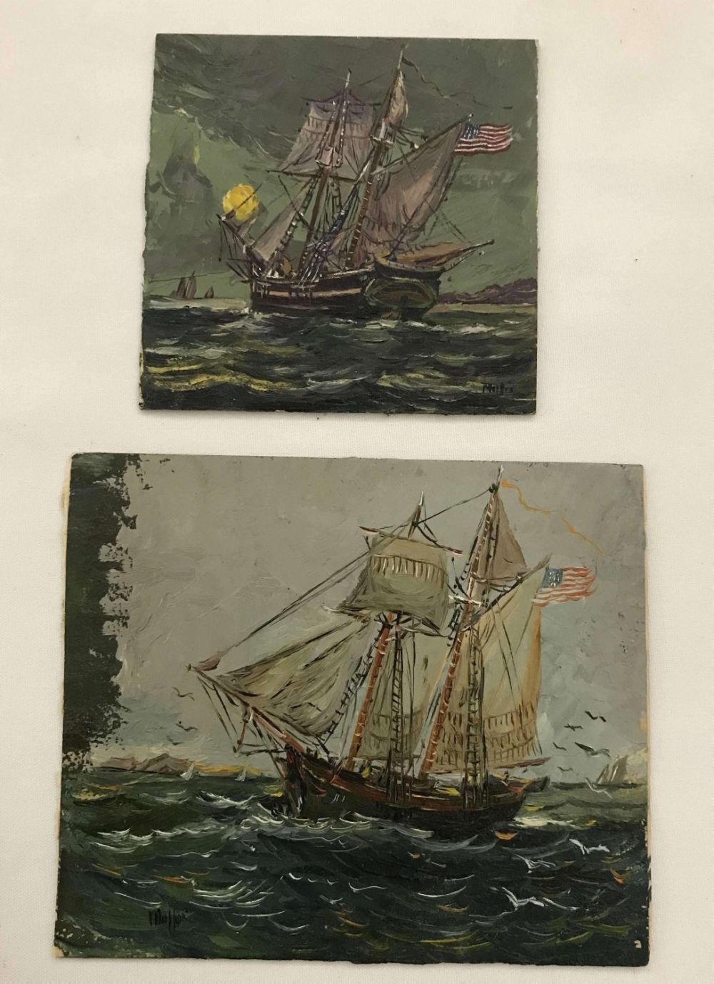 Lot 299: MAFFEI Oil on Board Paintings of 2 American Battle