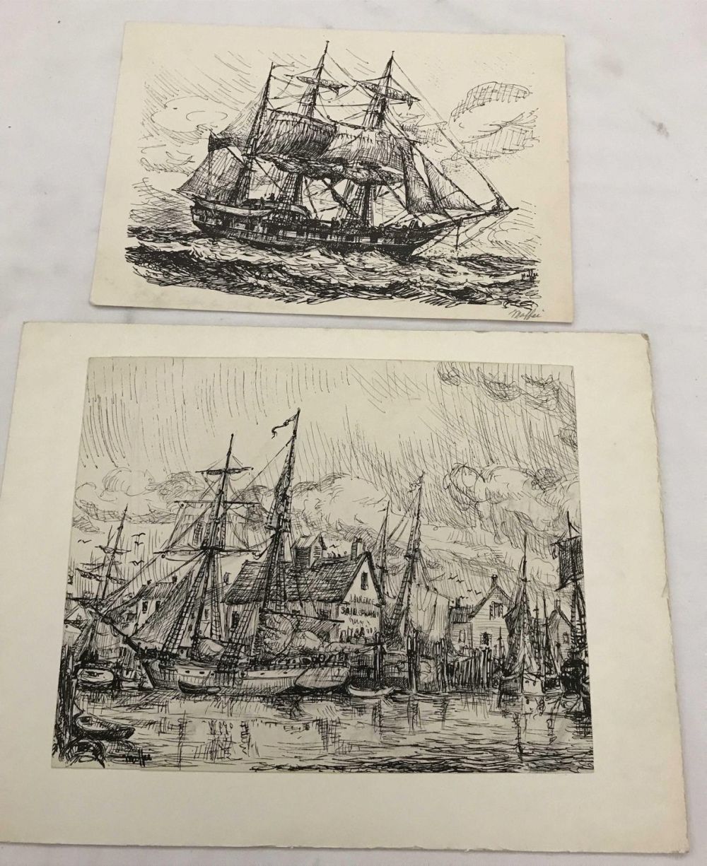 Lot 300: MAFFEI Drawings One Naval Ship on the High Seas