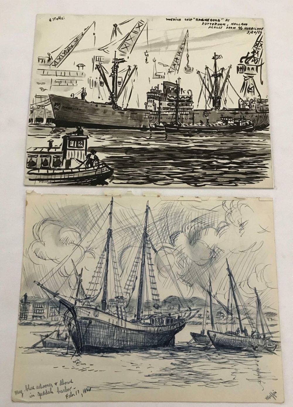 Lot 303: MAFFEI, Skeches to Swedish Ship at Rotterdam