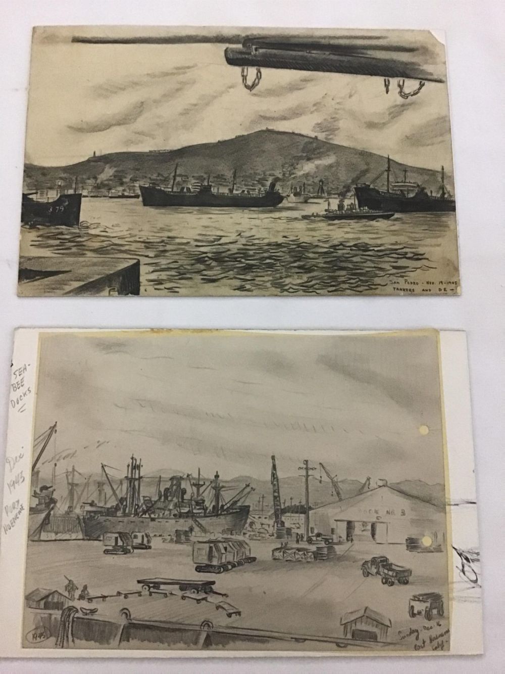 Lot 306: MAFFEI Drawings (2) one is Sea-Bee Docks #3